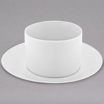 10 Strawberry Street RW0009NOHANDLESAUCER Royal White 8 oz. Porcelain Round Can Cup with Saucer - 24/Case