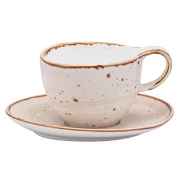 10 Strawberry Street SAN-9-PBLO Santa Fe 8.5 oz. Pueblo Brown China Coffee Cup & Saucer Set - 36/Case
