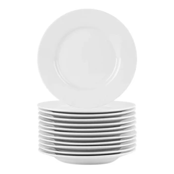 10 Strawberry Street Catering 6" Round White Porcelain Wide Rim Appetizer Plate - 12/Case