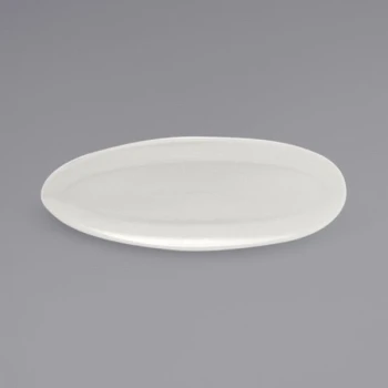 Front of the House Tides 11 1/2" x 5" Semi-Matte Scallop Oval Porcelain Plate - 12/Case