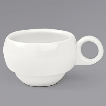 Front of the House Catalyst 3 oz. European White Stackable Porcelain Cup - 12/Case