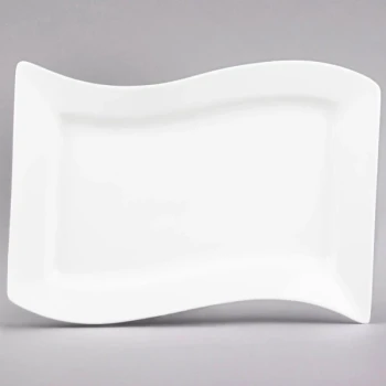CAC MIA-51 Miami 15 1/2" x 10 1/2" Bone White Rectangular Porcelain Platter - 12/Case