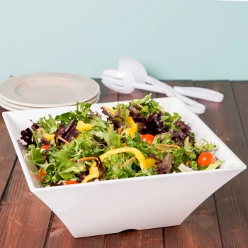 TableCraft MB125 Frostone 6.8 Qt. White Square Melamine Bowl