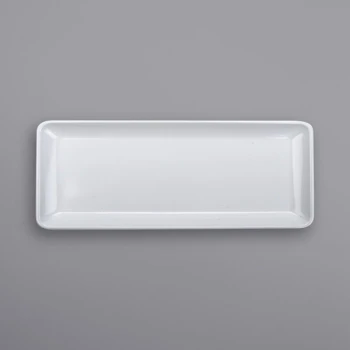 GET CS-1405-W Midtown 14" x 5 1/2" White Glazed White Rectangular Coupe Melamine Platter - 12/Case