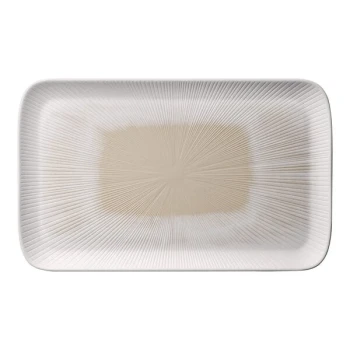 APS Blush 20 7/8" x 12 3/4" Pink and Beige Rectangular Melamine Serving Tray - 4/Case