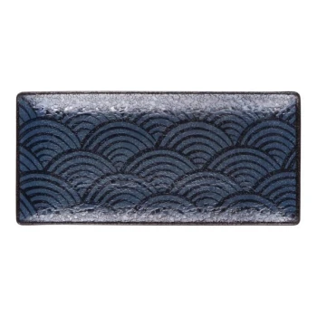Elite Global Solutions Catalina 9" x 4 1/4" Dark Blue Melamine Platter - 6/Case