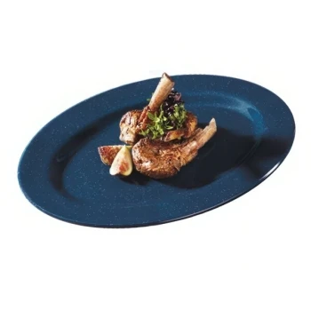 GET M-4020-TB Texas Blue 14" Oval Platter - 12/Case
