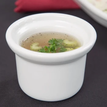 Tuxton BWS-0805 8 oz. White Petite China Marmite Soup Crock / Bowl - 12/Case