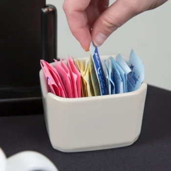 Tuxton BEQ-034 3 1/2" Eggshell China Sugar Packet Holder / Caddy - 12/Case