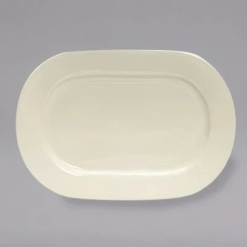 Tuxton BEH-150D Daytona 15" x 10 3/4" Eggshell Oval China Platter - 6/Case