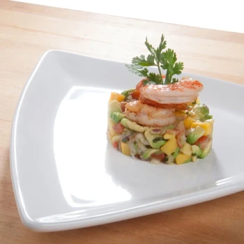 Tuxton BEZ-1248 12 1/2" Eggshell Triangle China Plate - 6/Case