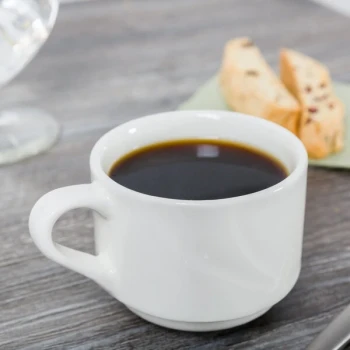 Tuxton ASU-083 San Marino AlumaTux Pearl White (European White) 7 oz. China Stackable Cup - 36/Case