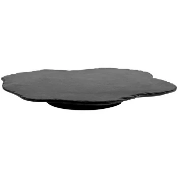 Kalalou 18 1/2" x 15" x 2" Black Limestone Lazy Susan