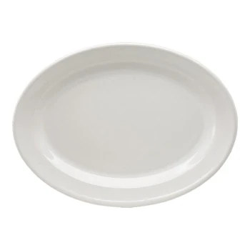 Santa Anita Glacial 13" x 9 1/2" White Stoneware Oval Platter by Arc Cardinal - 18/Case