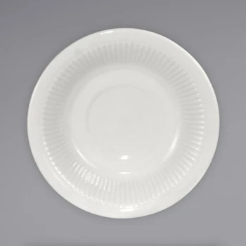 International Tableware Athena 5 1/2" Ivory (American White) Embossed Stoneware Saucer - 36/Case