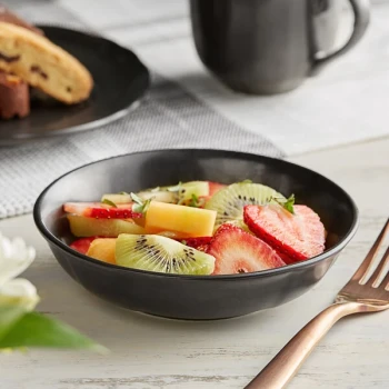 Acopa Condesa 5.5 oz. Matte Finish Armor Gray Scalloped Porcelain Fruit Dish - 36/Case
