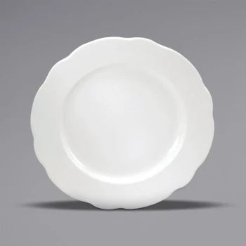 Oneida Buffalo Caprice by 1880 Hospitality F1560000139 9" Cream White Scalloped Edge China Plate - 24/Case