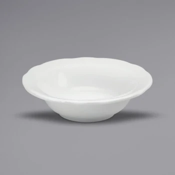 Oneida Buffalo Caprice by 1880 Hospitality F1560000720 10.5 oz. Cream White Scalloped Edge China Grapefruit Bowl - 36/Case