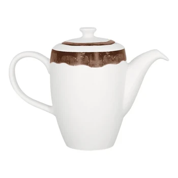 RAK Porcelain Woodart 11.9 oz. Oak Brown Porcelain Coffee Pot and Lid - 4/Case