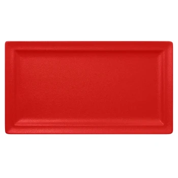 RAK Porcelain Neo Fusion 14 15/16" x 8 1/4" Ember Red Porcelain Rectangular Flat Plate - 6/Case