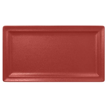 RAK Porcelain Neo Fusion 14 15/16" x 8 1/4" Magma Dark Red Porcelain Rectangular Flat Plate - 6/Case