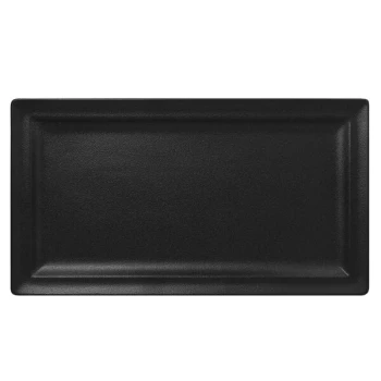 RAK Porcelain Neo Fusion 14 15/16" x 8 1/4" Volcano Black Porcelain Rectangular Flat Plate - 6/Case