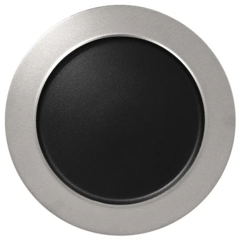 RAK Porcelain Metal Fusion 12 5/8" Silver / Black Porcelain Flat Plate with Rim - 6/Case