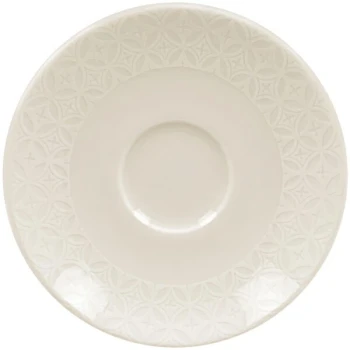 RAK Porcelain Lace 5 1/8" Ivory Embossed Porcelain Saucer - 12/Case