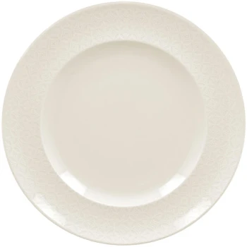RAK Porcelain Lace 10 11/16" Ivory Embossed Porcelain Flat Plate - 12/Case