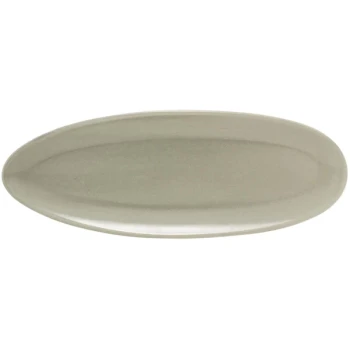 Front of the House Tides 11 1/2" x 5" Semi-Matte Pumice Oval Porcelain Plate - 12/Case