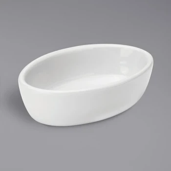 Oneida Tundra by 1880 Hospitality F1400000632 12 oz. Oval Warm White China Baker Dish - 24/Case