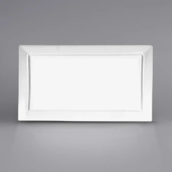 International Tableware Elite 11 3/4" x 6 3/4" Bright White Rectangular Porcelain Platter - 18/Case