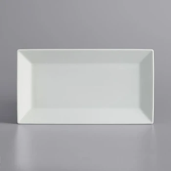 International Tableware Slope 11 1/2" x 6 1/2" Rectangular Bright White Wide Rim Porcelain Platter - 12/Case