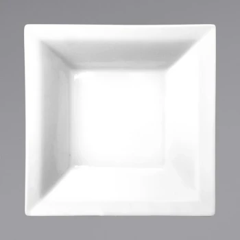 International Tableware Elite 13 oz. Bright White Square Porcelain Grapefruit Bowl - 24/Case