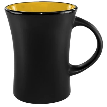 International Tableware Hilo 9.5 oz. Yellow In / Black Out Stoneware Venturi Flared Mug - 12/Case