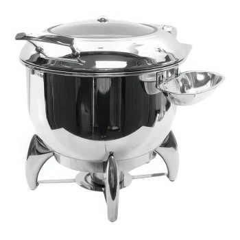 TableCraft CW40178 11 Qt. Round Stainless Steel Quick View Induction / Traditional Soup Chafer with Stand