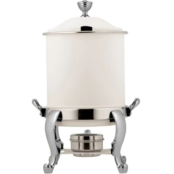 Bon Chef 39001HLCH-BIANCO Roman Petite 8 Qt. Bianco Finish with Chrome Accents Hinged Top Marmite Chafer