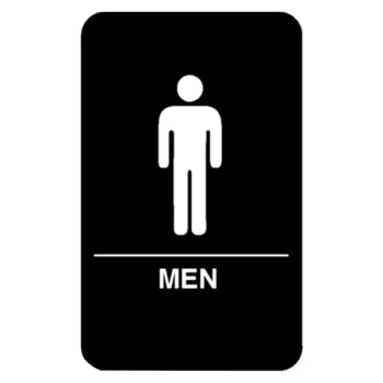 Vollrath 5635 Traex® Men's Restroom Sign with Braille - Black and White, 6" x 9"