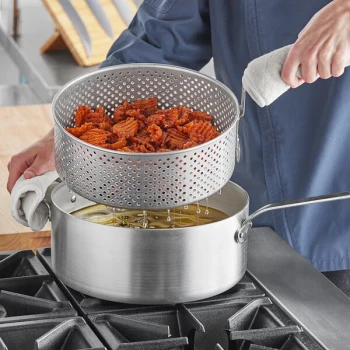 Vollrath Wear-Ever 9 Qt. Heavy-Duty Aluminum Fry Pot with Basket and Plated Handle 681190