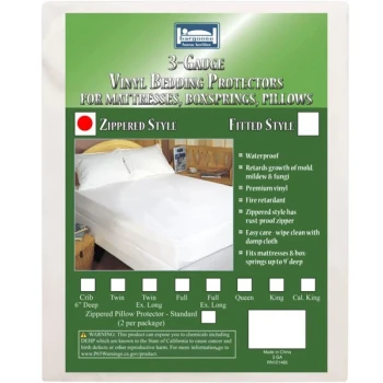 Bargoose 39" x 75" x 12" Twin Size 3 Gauge Vinyl Waterproof White Mattress / Boxspring Protector - 6/Case