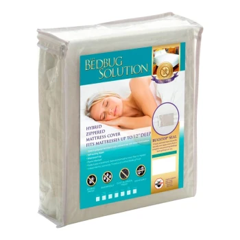 Bargoose BedBug Solution Hybrid 39" x 75" x 9"-12" Twin Size Laminated 100% Stretch Polyester Knit Waterproof White Mattress / Boxspring Protector - 6/Case