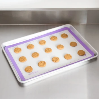 Mercer Culinary M31093PU Half Size Allergen-Free Purple Silicone Baking Mat - 11 7/8" x 16 1/2"