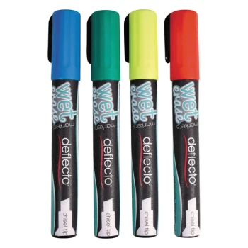 Deflecto SMA510-V4 Wet Erase Medium Chisel Tip Assorted Color Markers - 4/Pack