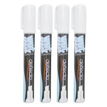 Deflecto SMA510-V4-WT Wet Erase Medium Chisel Tip White Marker - 4/Pack