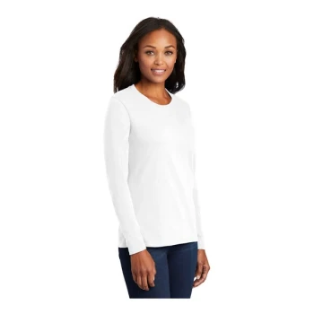 Port & Company LPC54LS Women's Customizable White Long Sleeve T-Shirt - Cotton - Medium