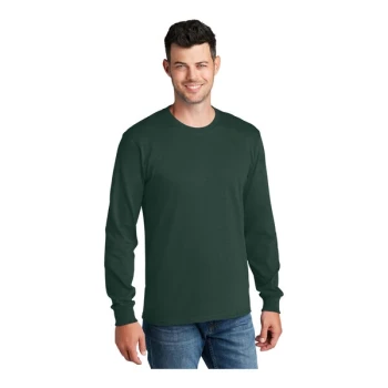 Port & Company PC54LS Unisex Customizable Dark Green Long Sleeve T-Shirt - Cotton - 2X