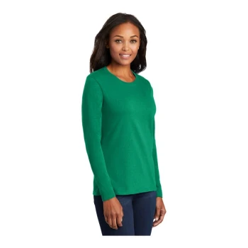 Port & Company LPC54LS Women's Customizable Kelly Green Long Sleeve T-Shirt - Cotton - Extra Small