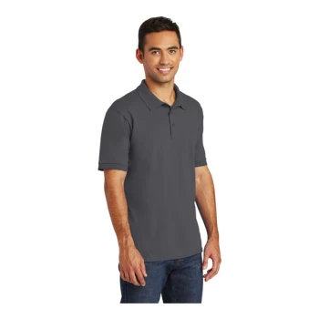 Port & Company KP55 Unisex Customizable Charcoal Short Sleeve Jersey Knit Polo Shirt with Stain Release - Cotton / Poly Blend - Large