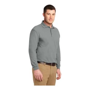 Port Authority K500LS Unisex Customizable Cool Gray Long Sleeve Silk Touch Pique Polo Shirt - Poly / Cotton Blend - Extra Large