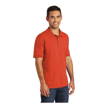 Port & Company KP55 Unisex Customizable Orange Short Sleeve Jersey Knit Polo Shirt with Stain Release - Cotton / Poly Blend - Large